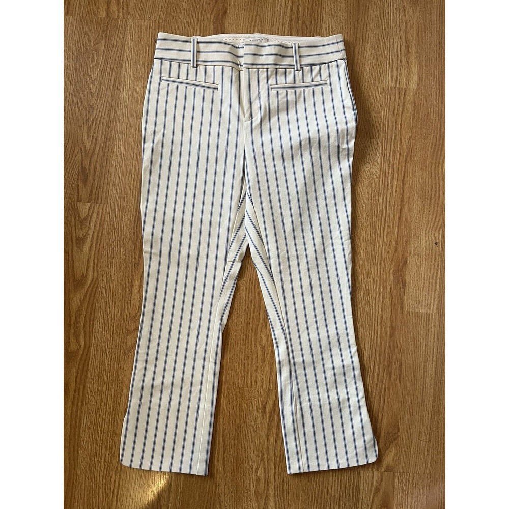 Anthropologie The Essential Slim Striped Crop Trouser Pants Size 2 - Picture 2 of 9